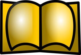 gold open book drawing at white backgound