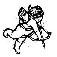 drawing of cupid with arrows