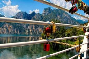 love locks at bridge romantic scene