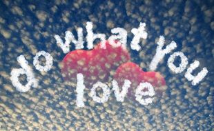 clipart,picture which shows two hearts and the phrase " do what you love"