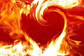 the blazing fire in the shape of a heart