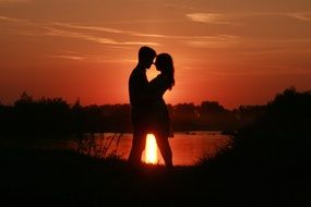 couple in love, sunset