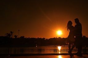couple in love at sunset in Egypt