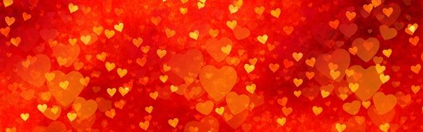 banner with hearts on red smoke
