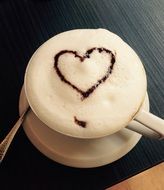 heart on cappuccino