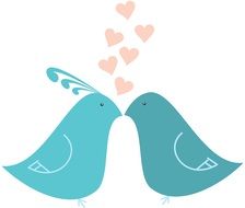 drawing of kissing birds