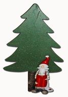 Christmas Card green Tree santa