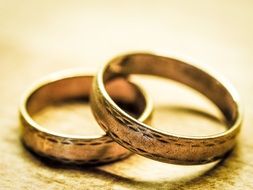 gold wedding rings closeup