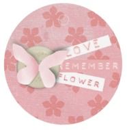 pink decorative label with bow