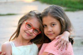 friendship, two caucasian child girls together