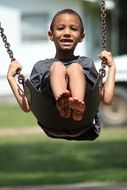 kid, boy, swinging, young, swing,happy