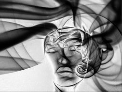 abstract drawing of mannequin face with closed eyes