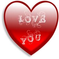 inscription love you on heart