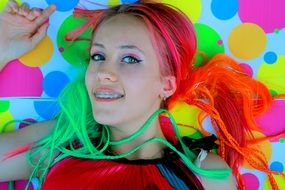 girl with colorful hair