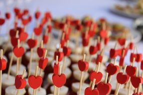 wooden red hearts on sticks