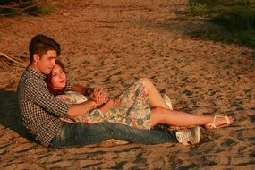 a loving couple on the beach