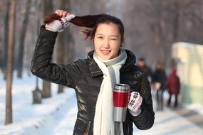 smiling girl in a park