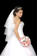 bride on white wedding dress