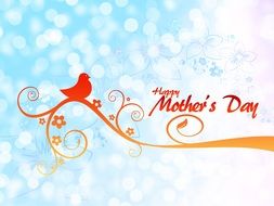 greeting card with a bird to the Mother's Day