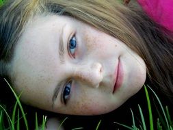 freckled young girl portrait