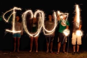 i love you sparklers painting