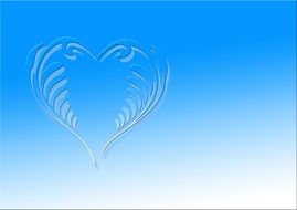 painted curly heart on a blue background
