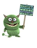 drawn monster with a sign