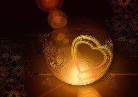heart golden drawing