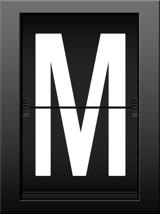 letter M on black background