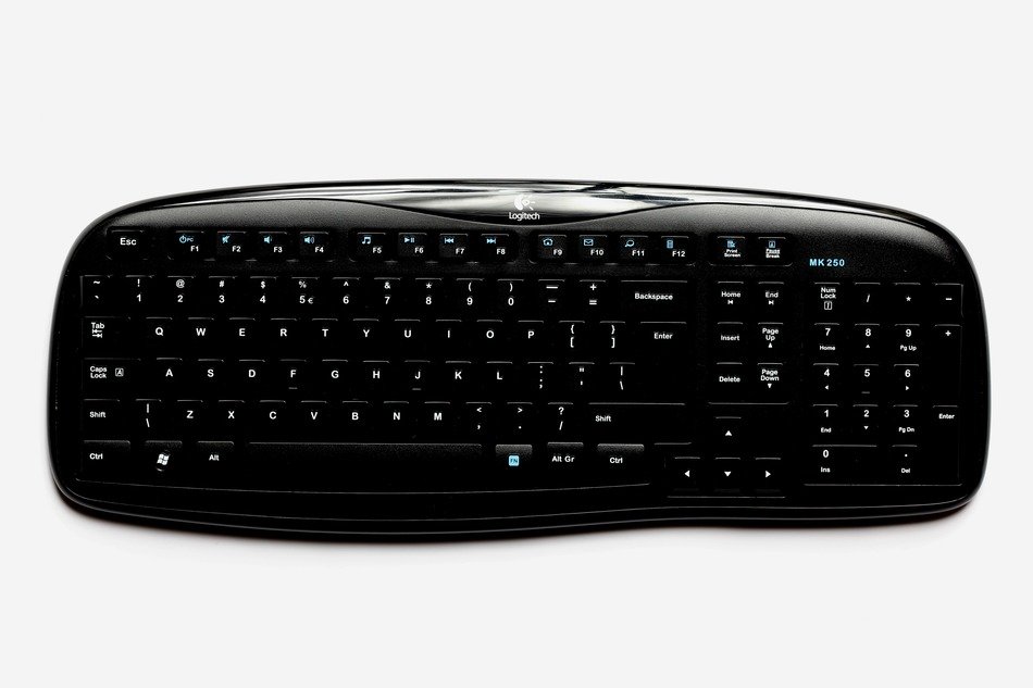 Black keyboard on white background