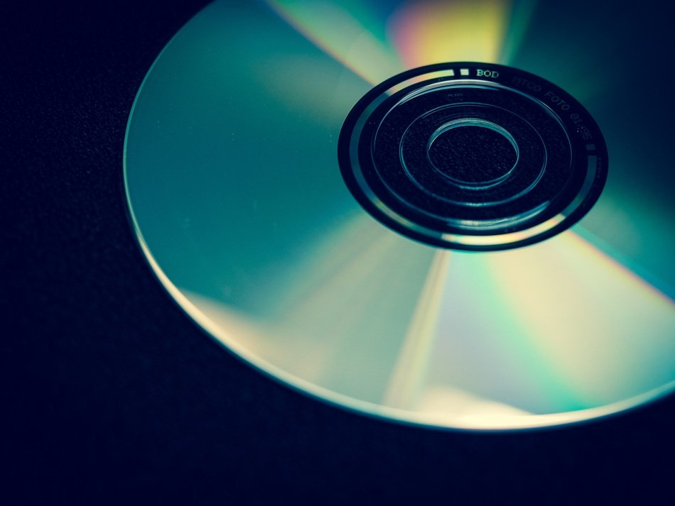 silver disk on black