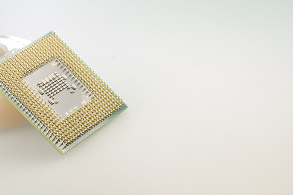 Top view of a processor on a white background