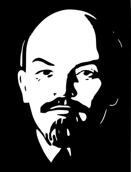 black and white portrait of Lenin