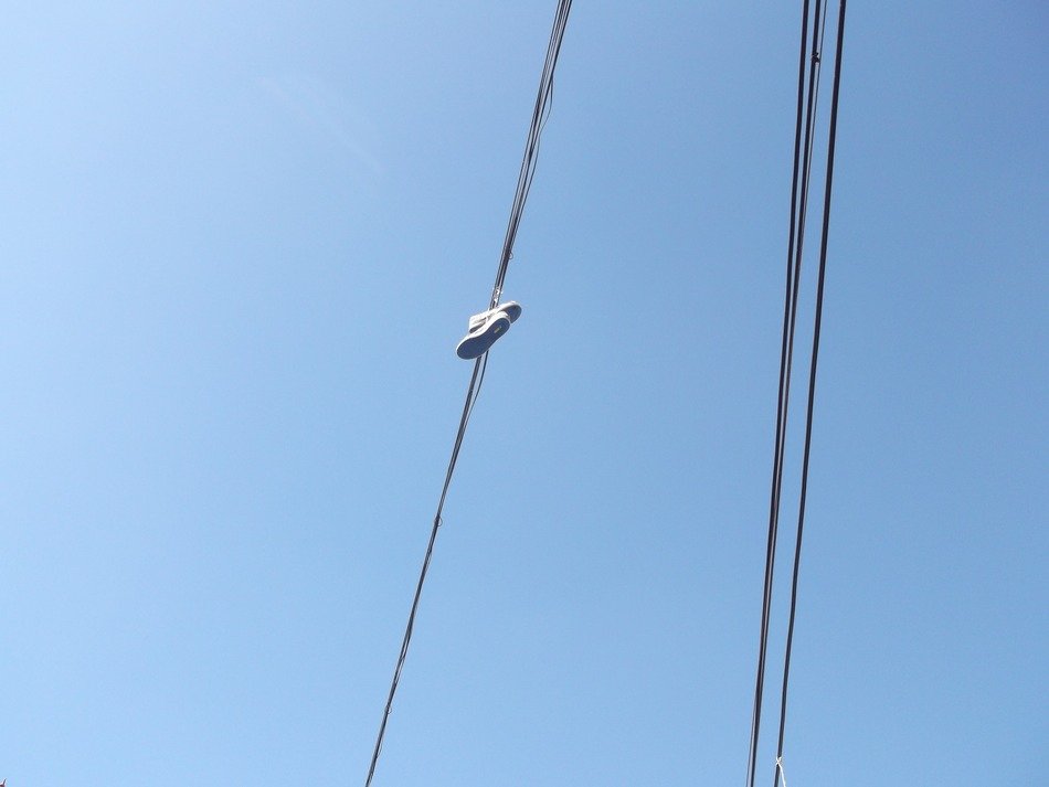 sneakers on telephone wires