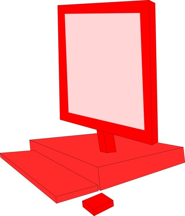 red monitor on white background