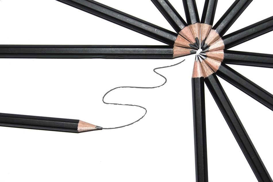 black pencils on white
