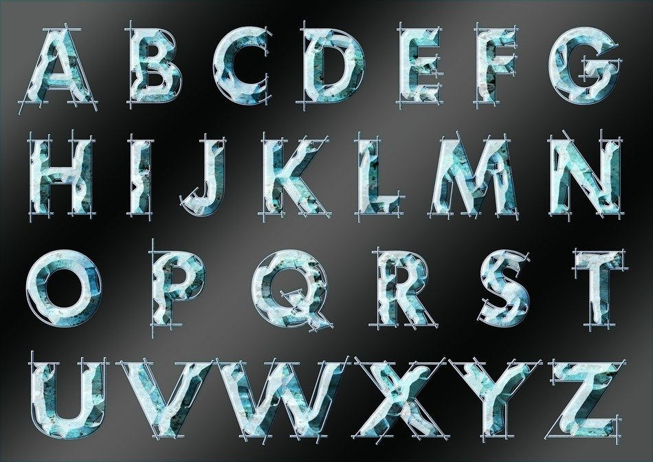 alphabet letters on the black board