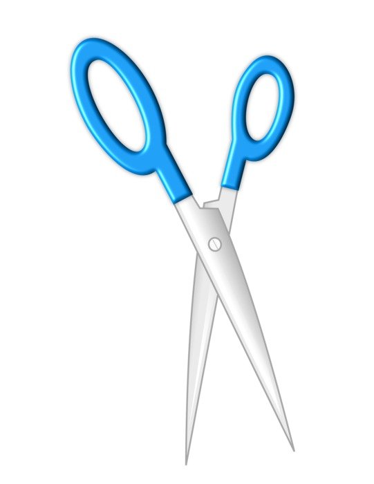 Drawing of the scissorts with blue handless