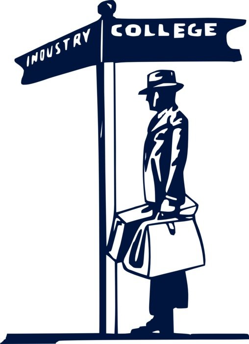Drawing of man Silhouette and education crossroads
