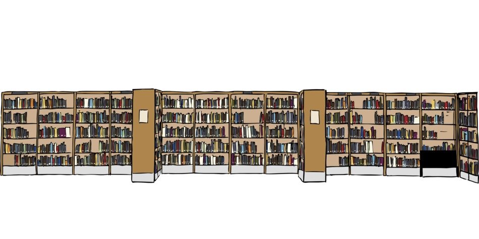 library with bookcases as a graphic image