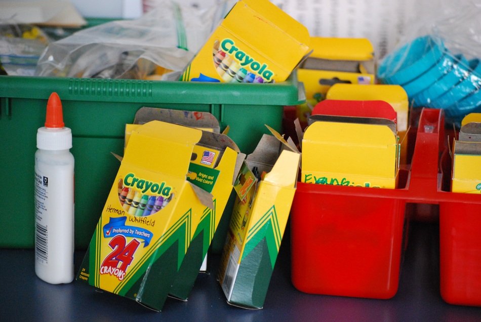 school supplies in the classroom