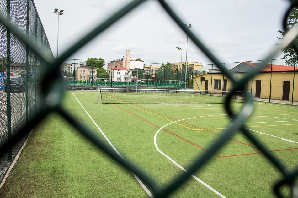 metal grill along the school playground