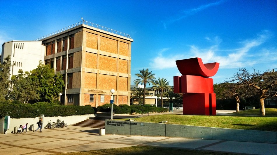 modern sculpture at university building, israel, tel-aviv