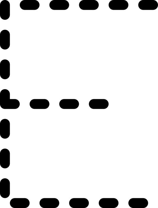 dashed line of alphabet letter E