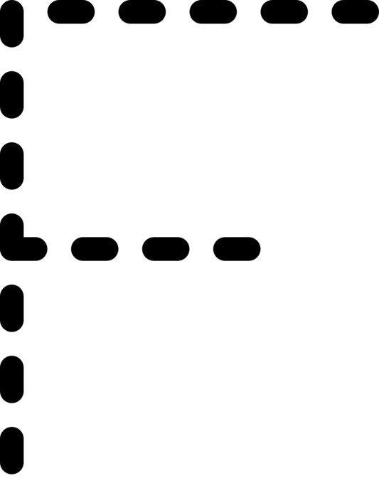 dashed line of alphabet letter F