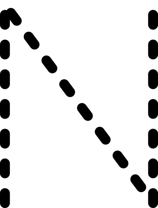 dashed line of alphabet letter N