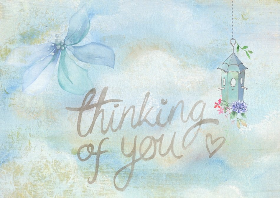 Thinking Of You Vintage Card With Flowers Free Image Download
