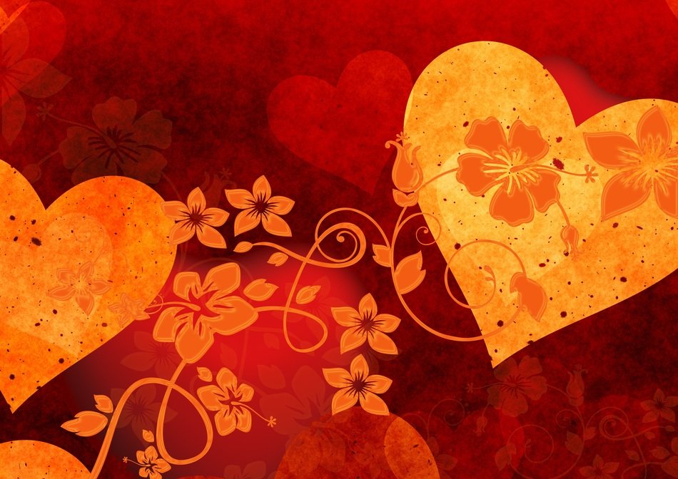 wallpaper with hearts and flowers