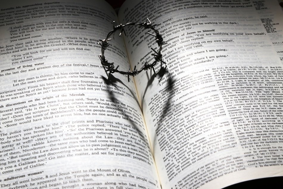small thorn crown on a book