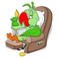 Clip art of the eating lazy parrot